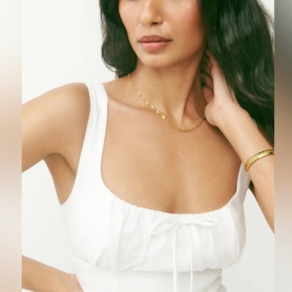 NEW Reformation Balia Linen Sleeveless Midi Dress in White | US 6 UK 10 - Picture 5 of 16